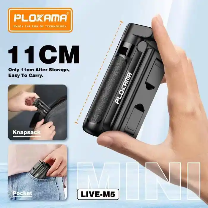 PLOKAMA live-M5 Extendable Grip Tripod Mini Selfie Stick Bluetooth Remote Control Tripod 3 In 1 Tongsis Tripod